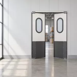 Жесткая маятниковая распашная дверь двустворчатая из сэндвич панелей 210*160
